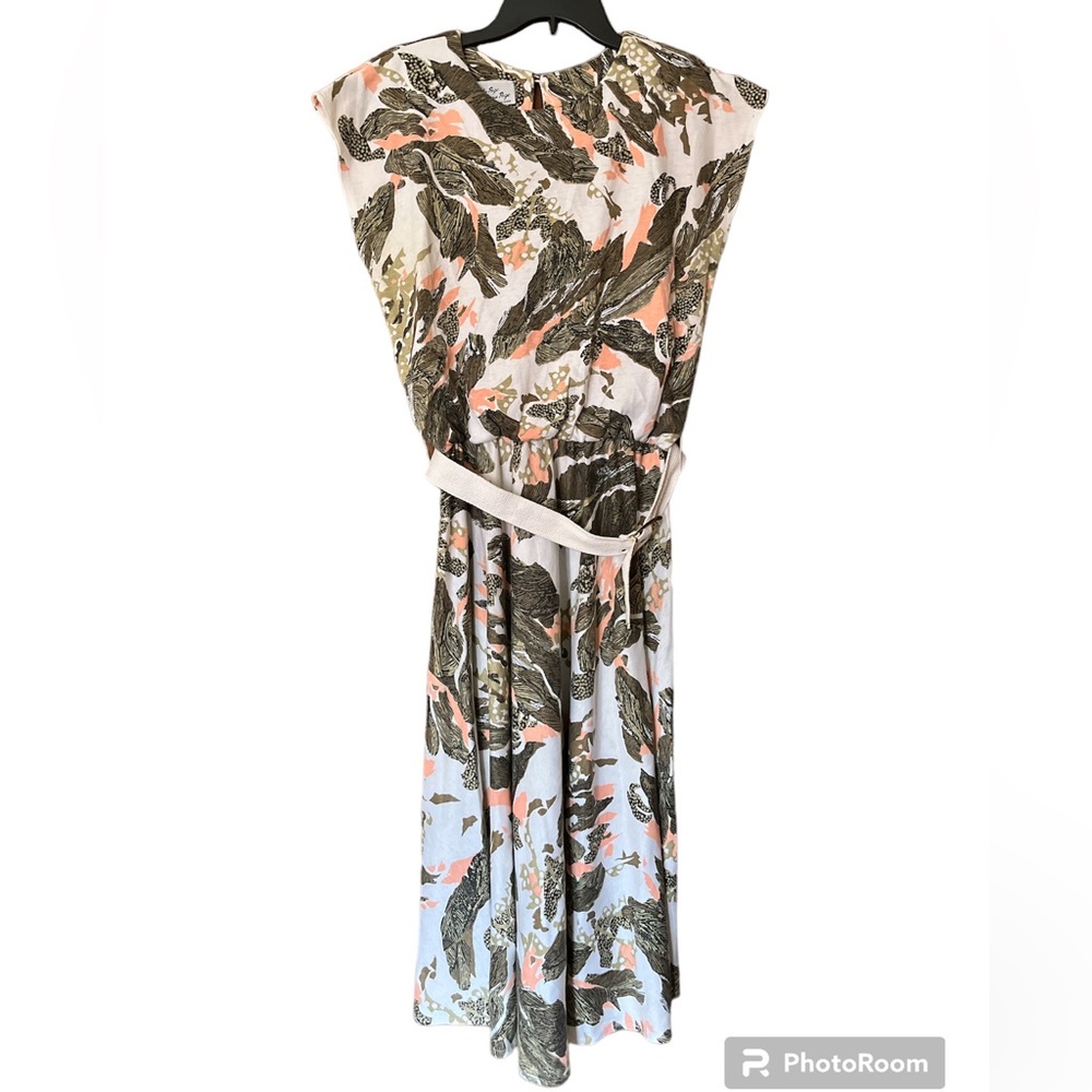 VINTAGE Lady Page Susan Page retro jungle dress peach sleeveless green sz 14